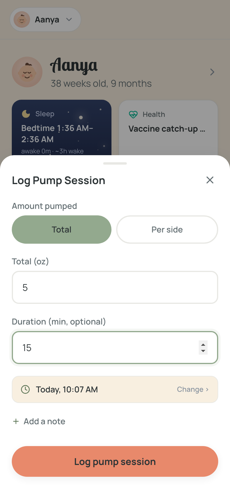 Pump session logging